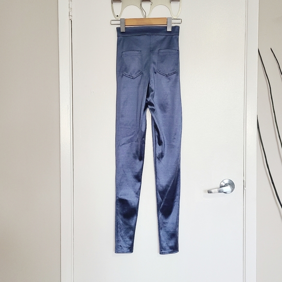 Top Shop Metalic Light Navy Tights - Picture 3 of 5